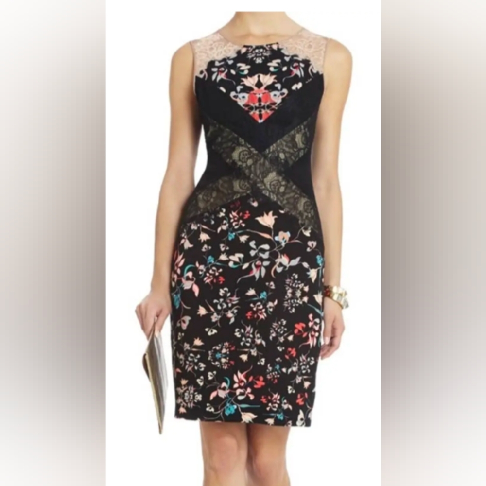 BCBGMazAzria Floral Lace Cocktail Dress EUC size 2